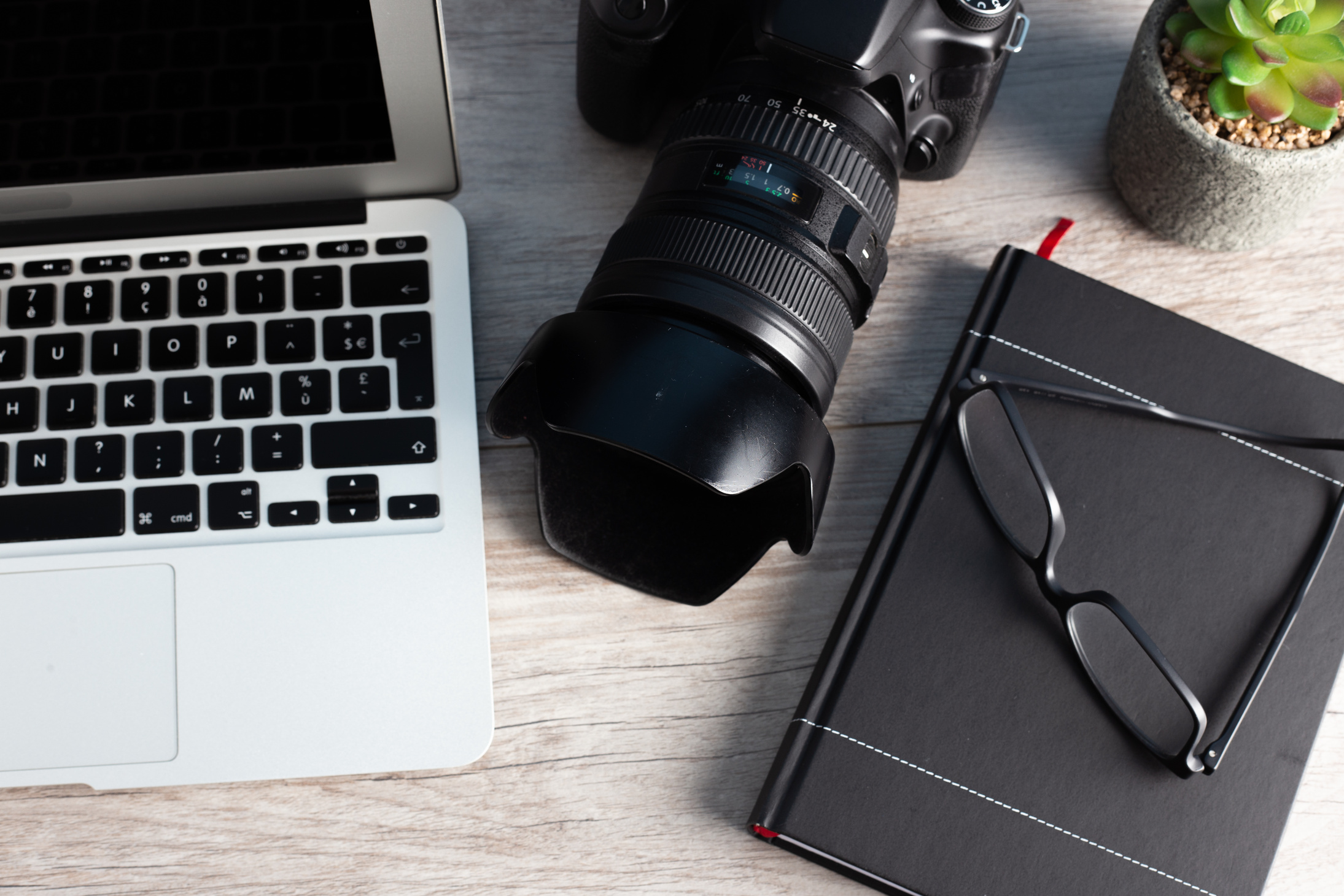 Photographer Work Table Content Creator for Social Networks